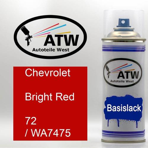 Chevrolet, Bright Red, 72 / WA7475: 400ml Sprühdose, von ATW Autoteile West.